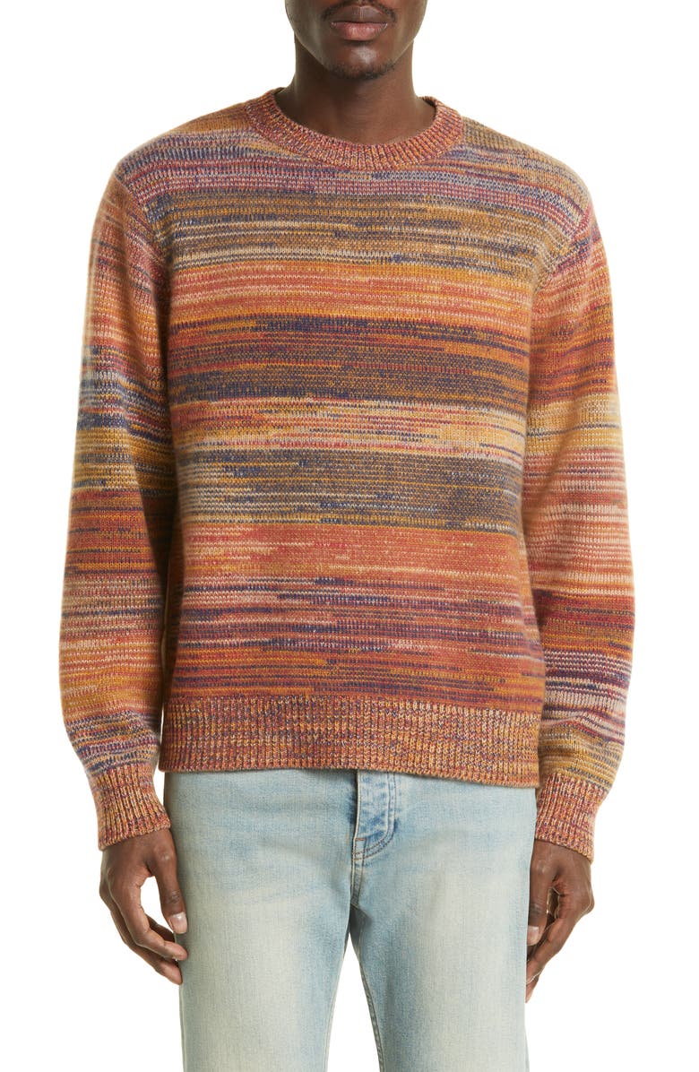 The Elder Statesman Cosmic Stripe Cashmere Sweater, Main, color, 