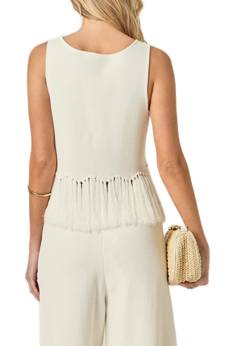 Fringe Hem Waffle Knit Tank, Alternate, color, OFF WHITE