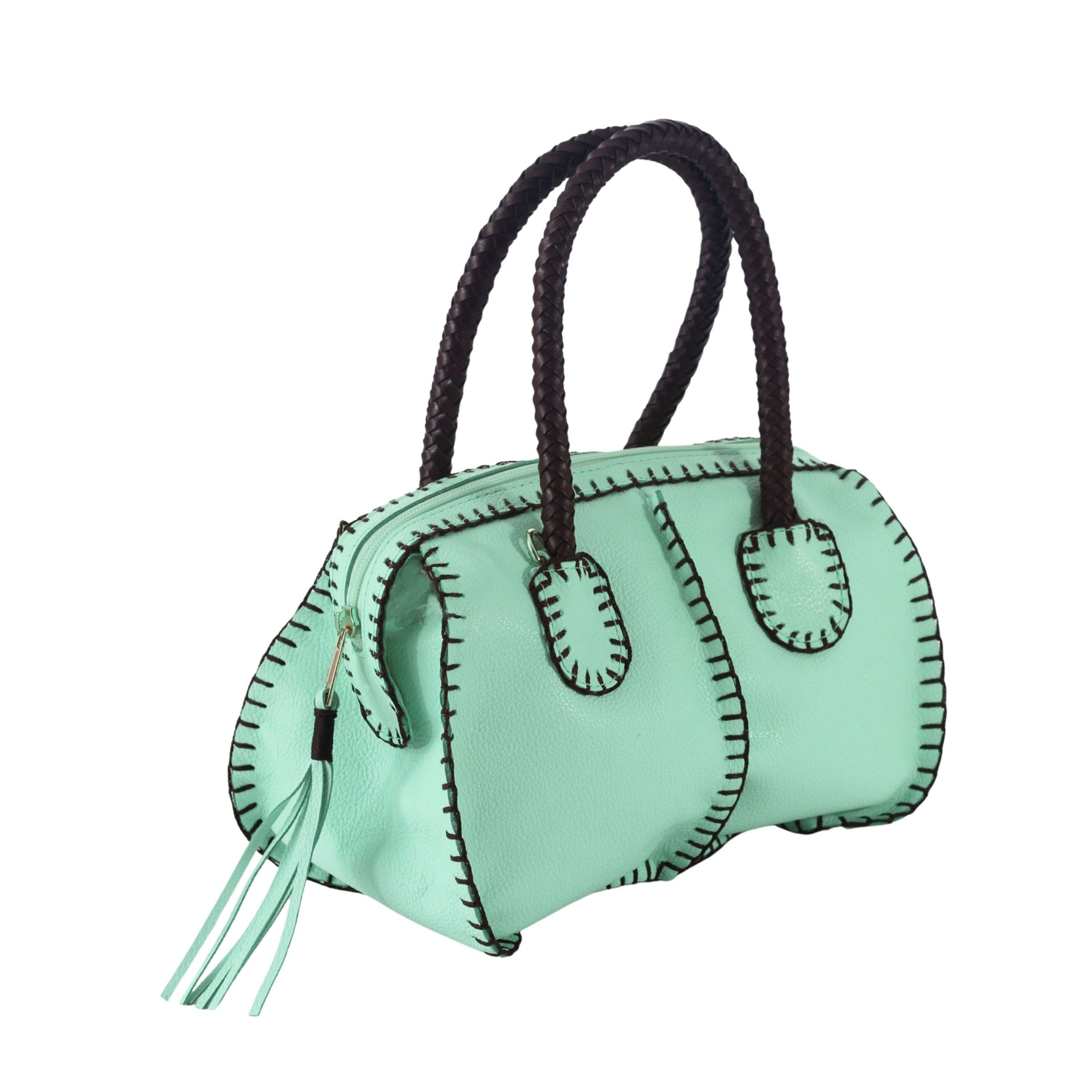Carlos Falchi Mini Barrel Top Grain Leather Bag, Alternate, color, Lime