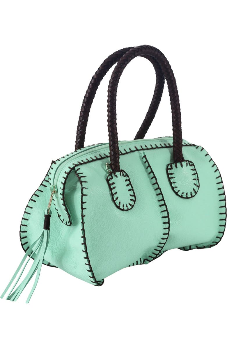 Carlos Falchi Mini Barrel Top Grain Leather Bag, Alternate, color, Lime