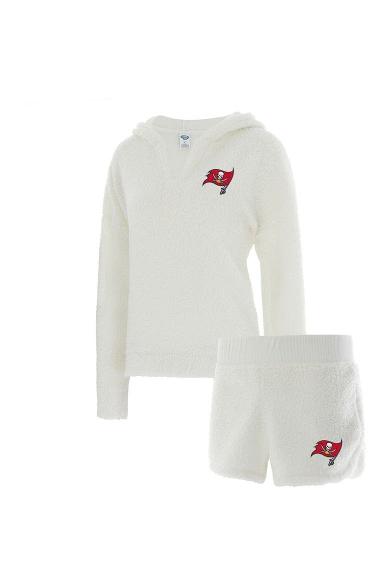 Women's Concepts Sport Cream Tampa Bay Buccaneers Fluffy Hoodie Top & Shorts Set, Main, color, Cream