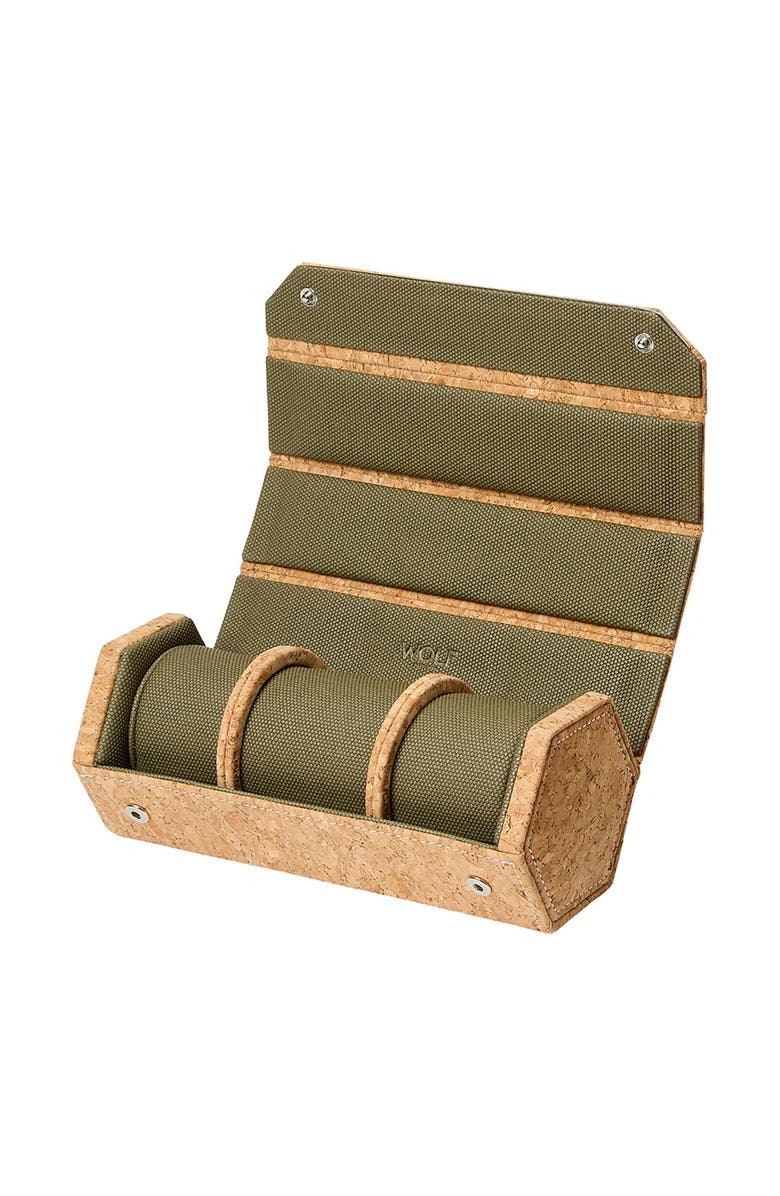 WOLF Cortica Triple Hexagon Watch Roll w/ Capsule, Alternate, color, Cork