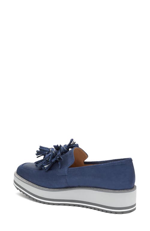 Johnston & Murphy Gracelyn Platform Tassel Loafer In Navy Metallic Sheepskin