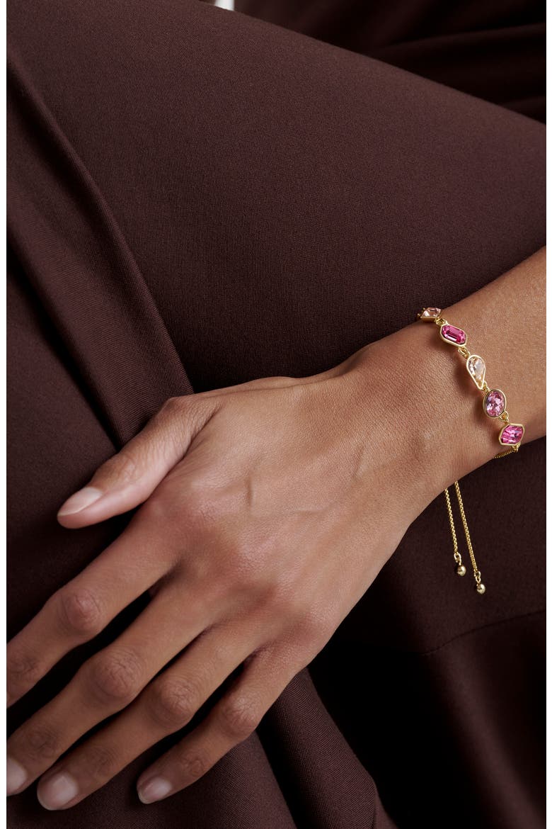Juliet Jewel Crystal Slider Bracelet, Alternate, color, GOLD TONE PINK MULTI CRYSTAL