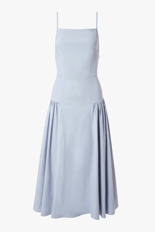 Weworewhat Flare Panel Linen-blend Midi Dress In Powder Blue