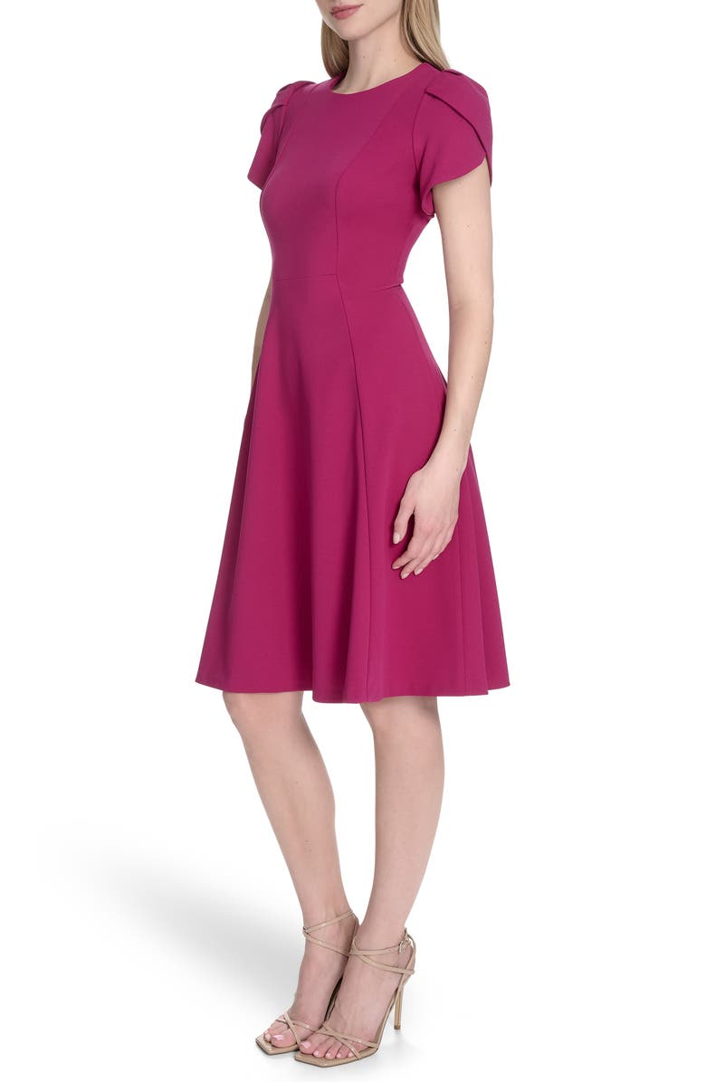 Calvin Klein Tulip Sleeve Fit & Flare Dress, Alternate, color, Boysenberry