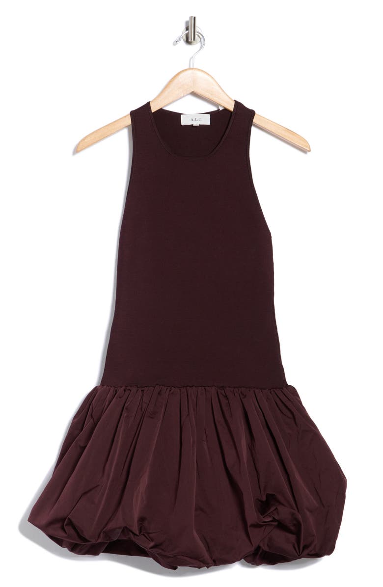 A.L.C. Eloise Sleeveless Bubble Hem Minidress, Alternate, color, Chocolate Plum