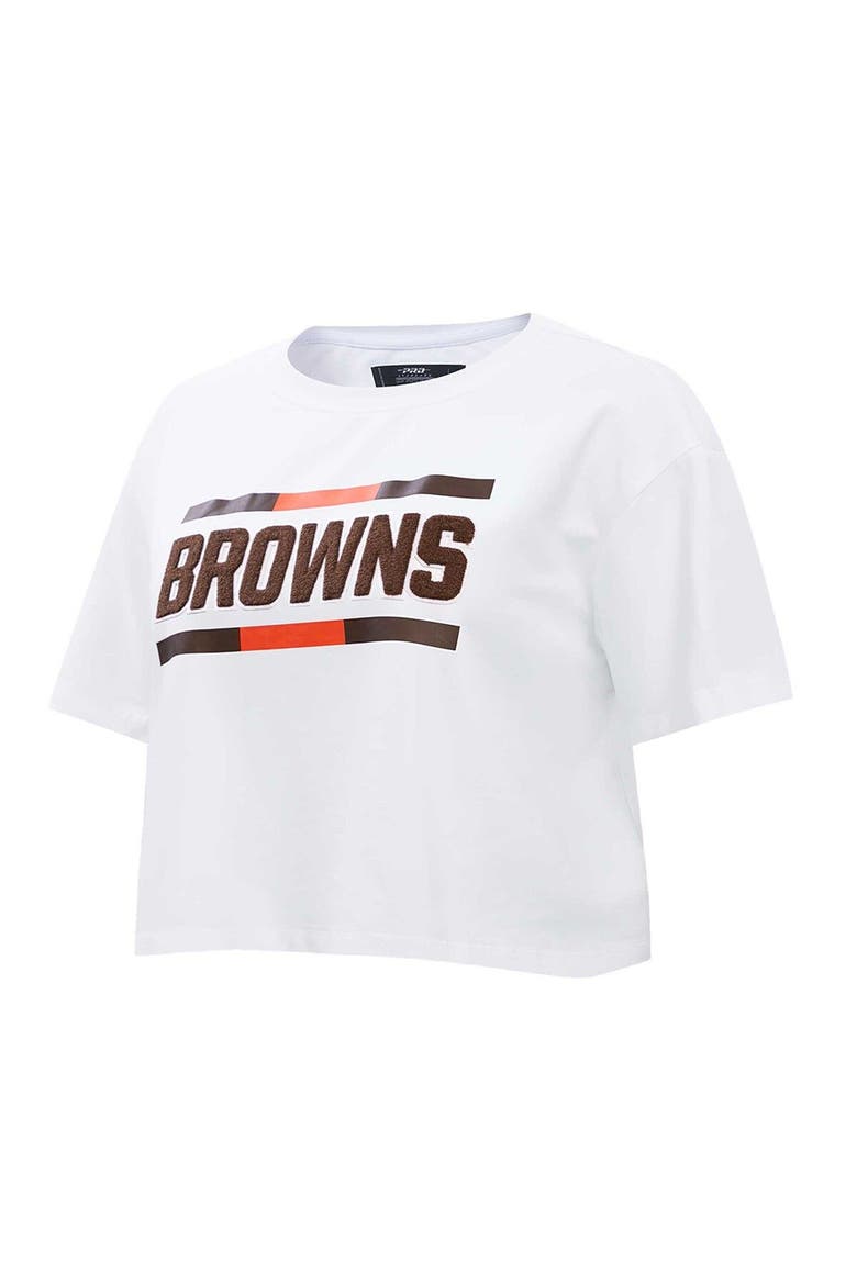 Women's Pro Standard White Cleveland Browns New Helmet Capsule Cropped T-Shirt, Alternate, color, White