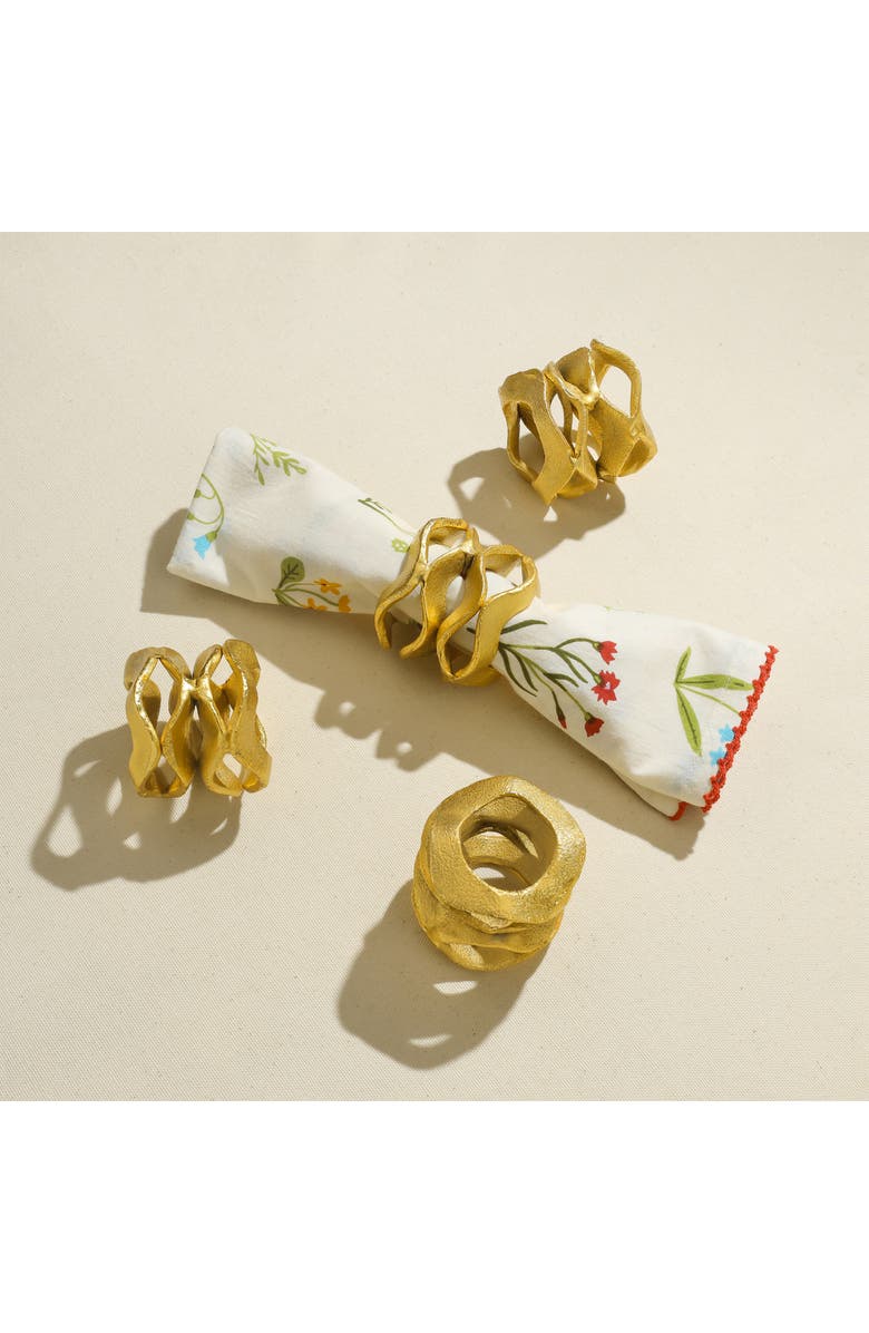 Tiramisu Radiant Gold Set of 4 Napkin Rings, Alternate, color,