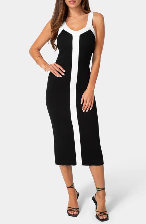 Colorblocked Ribbed Sweater Dress
