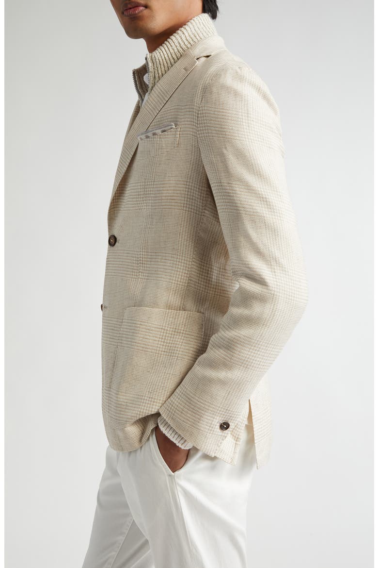 Unstructured Plaid Linen & Wool Blend Sport Coat, Alternate, color, 02 SAND