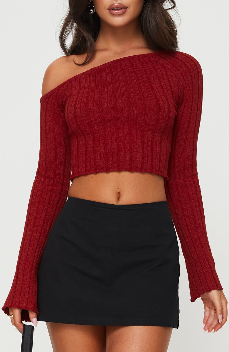 Princess Polly Santorini One-Shoulder Rib Crop Top, Main, color, 