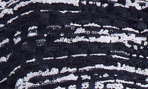 Thom Browne Drop Back Mélange Tulle Yarn Tweed Crop Cardigan Jacket In Navy