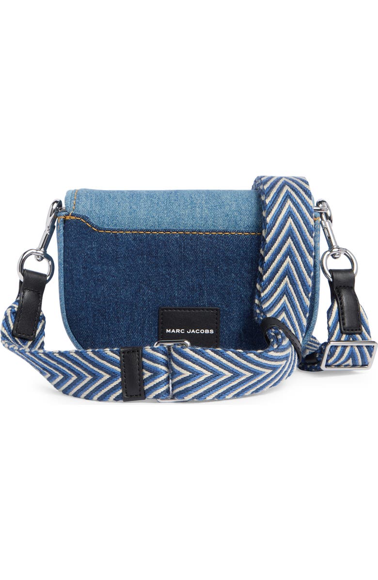 Marc Jacobs Small Colorblock Denim Signet Turnlock Saddle Bag, Alternate, color, Denim