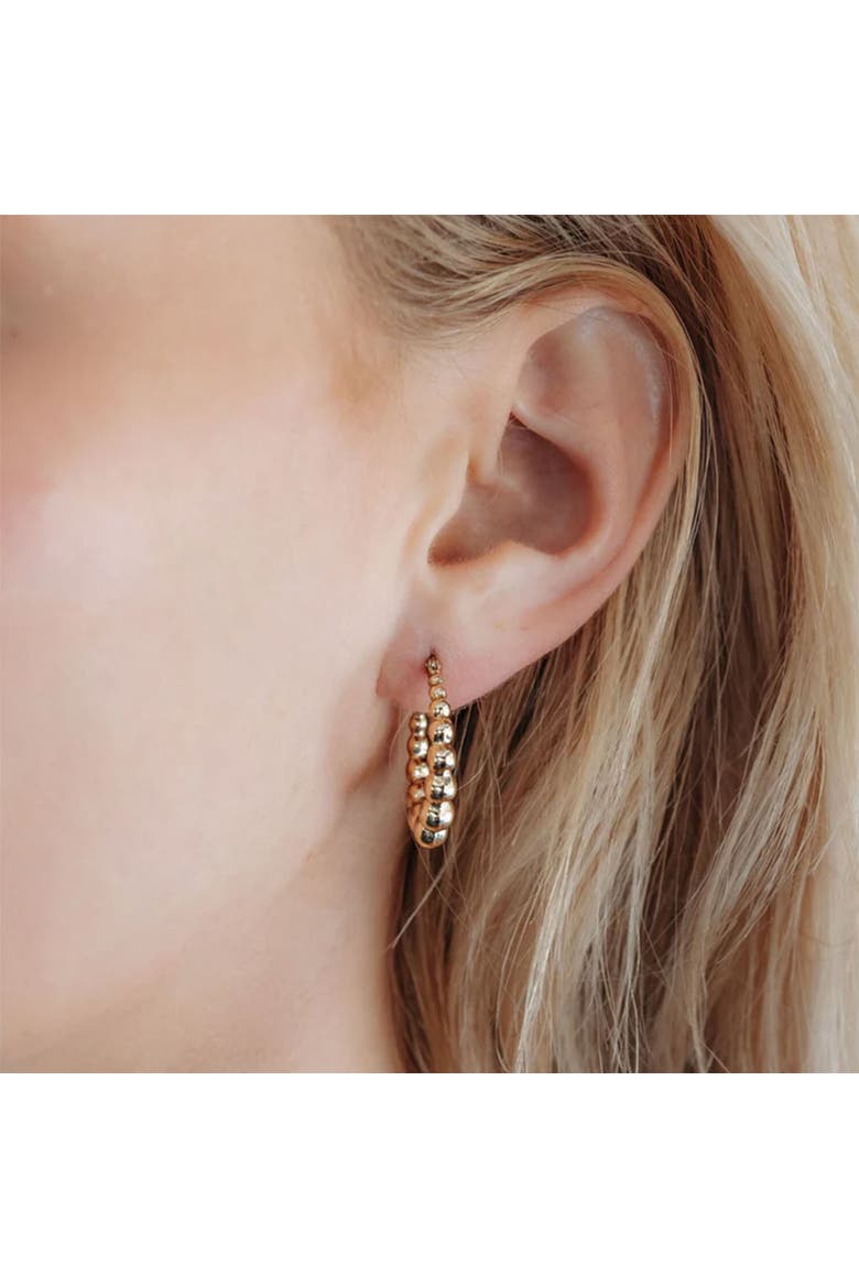 Graduating Bead Hoop Earrings, Alternate, color, Yellow Gold
