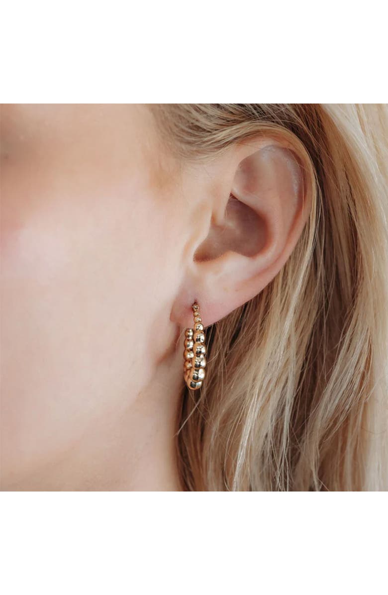 The Lovery Fine Jewelry Graduating Bead Hoop Earrings, Alternate, color, Yellow Gold