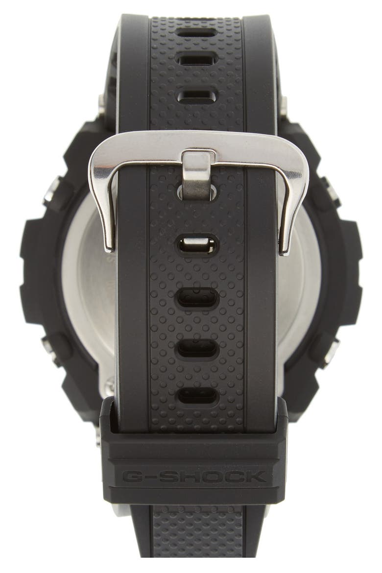 'G-Steel' Ana-Digi Resin Strap Watch, 59mm x 52mm, Alternate, color, BLACK