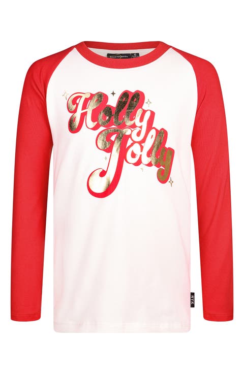 Kids' Colorblock Metallic Long Sleeve Cotton Graphic T-Shirt (Toddler, Little Kid & Big Kid)