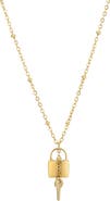 Adornia 18k Gold Plated Lock & Key Pendant Necklace