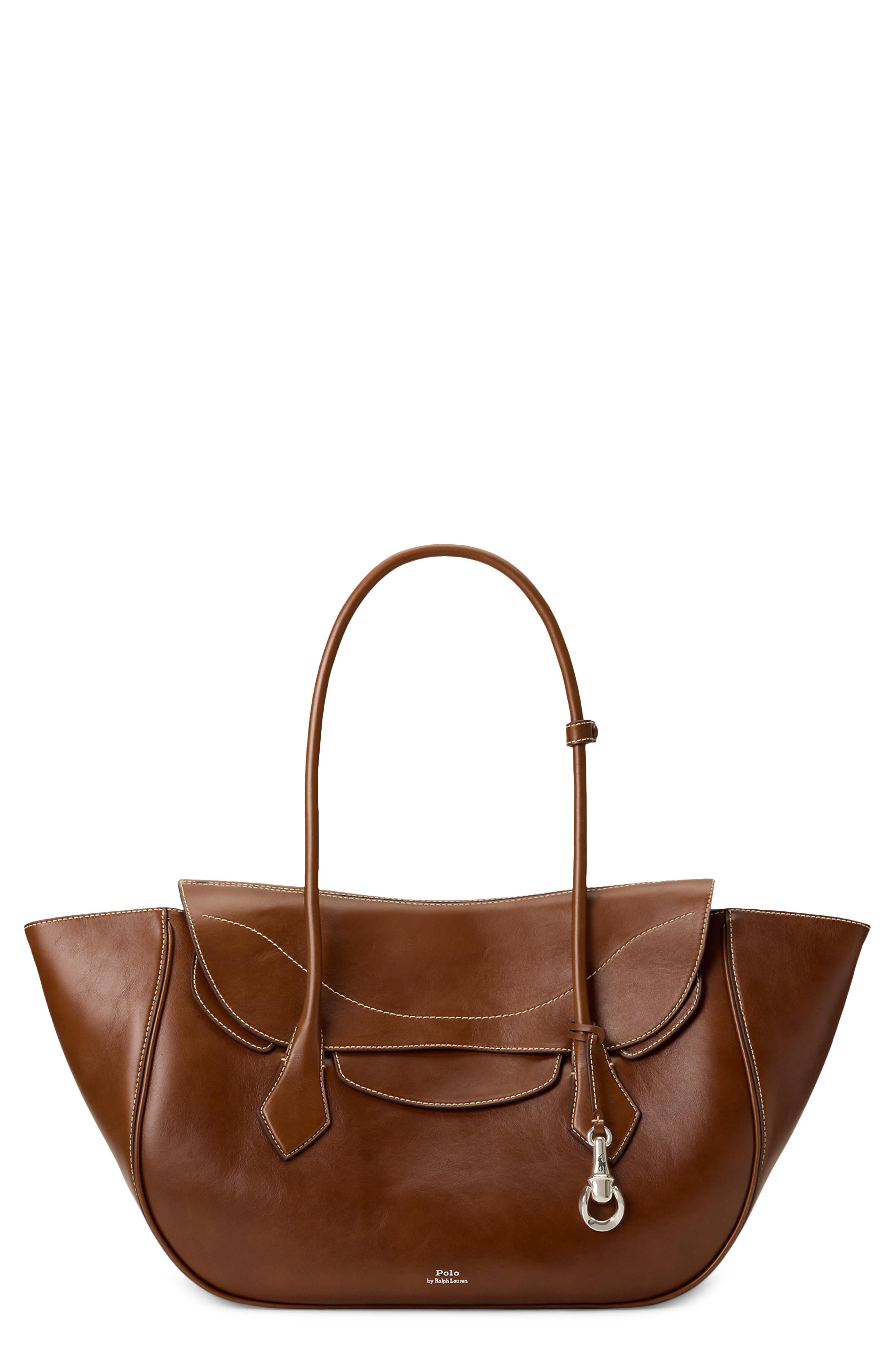 Large Polo Blaze Tumbled Leather Shoulder Bag, Main, color, CHESTNUT
