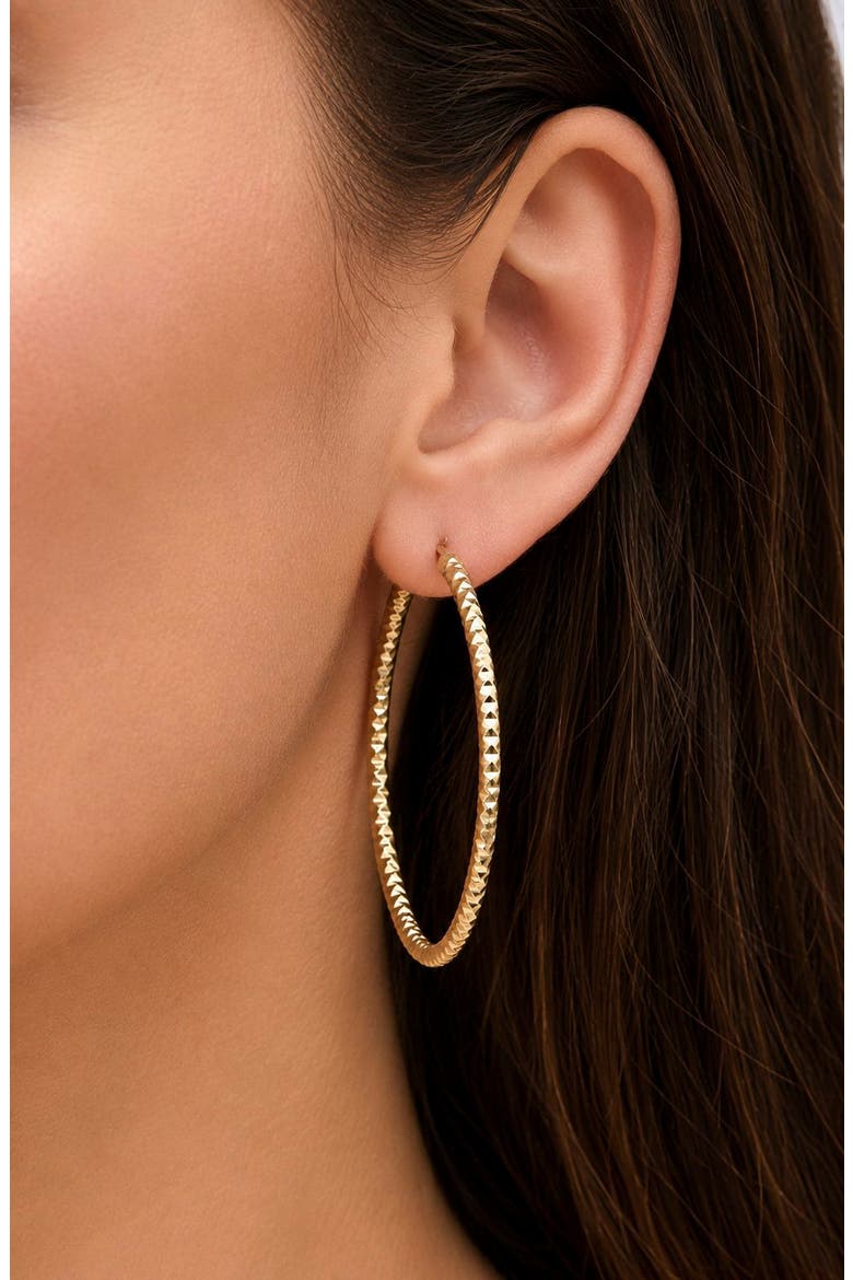 14k Gold 45mm Textured Hoop Earrings, Alternate, color, 14K YELLOW GOLD