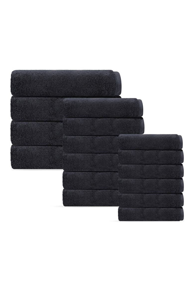 Puresoft 16-Piece Turkish Cotton Towels Set, Main, color, ANTHRACITE