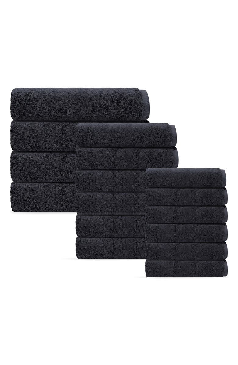 DePera Puresoft 16-Piece Turkish Cotton Towels Set, Main, color, Anthracite