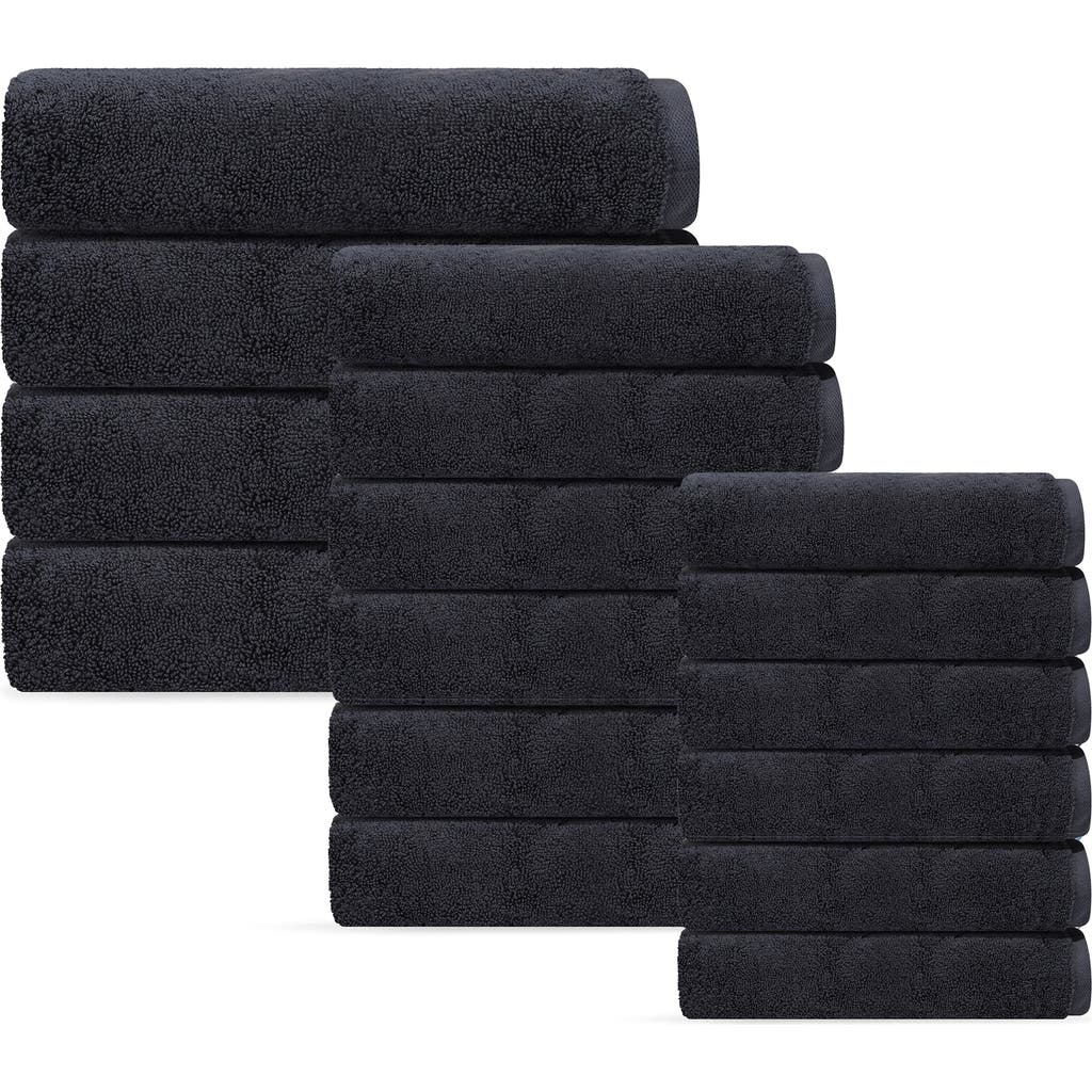 Depera Puresoft 16-piece Turkish Cotton Towels Set In Black