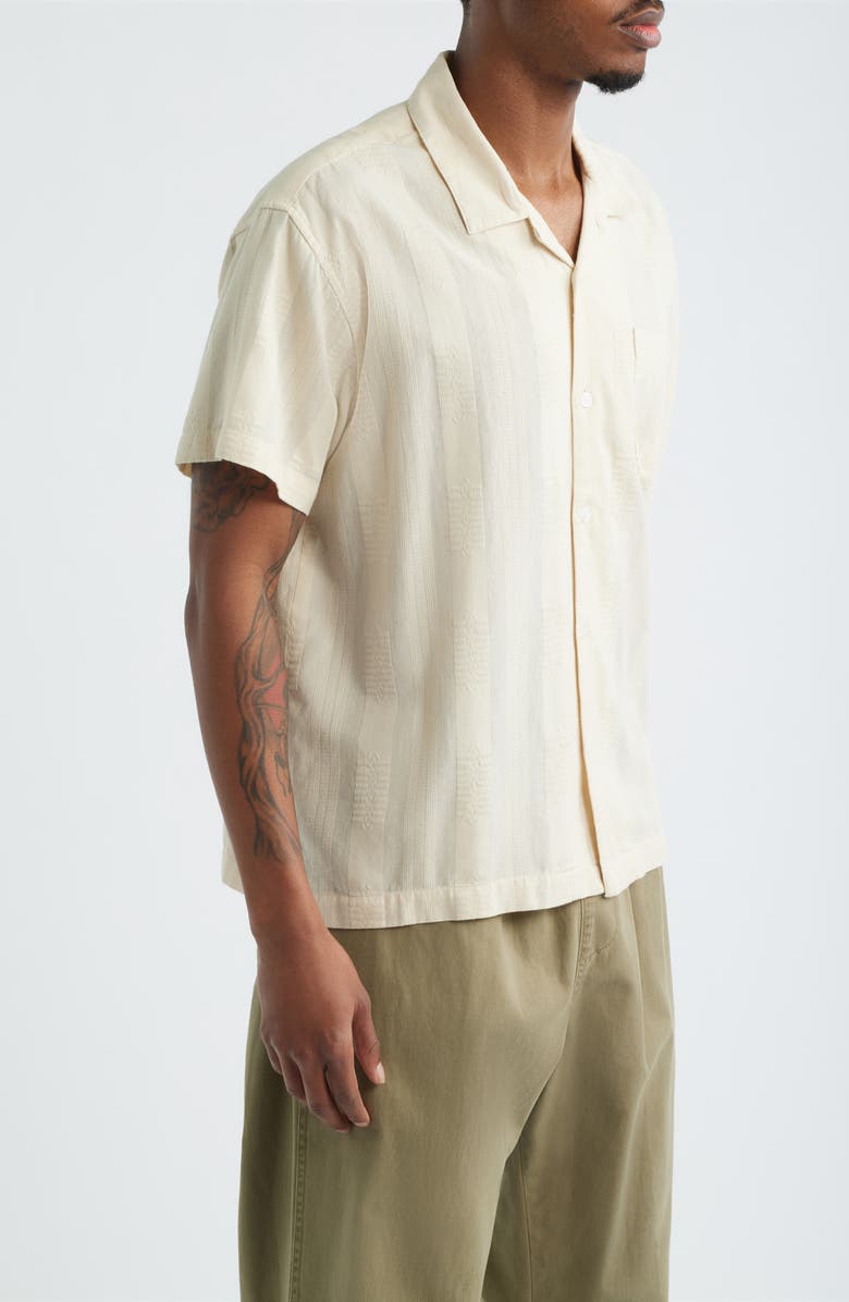 Obey Samuel Texture Stripe Camp Shirt, Alternate, color, Unbleached Multi