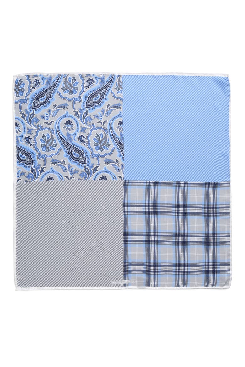 Panel Silk Pocket Square, Alternate, color, GREY