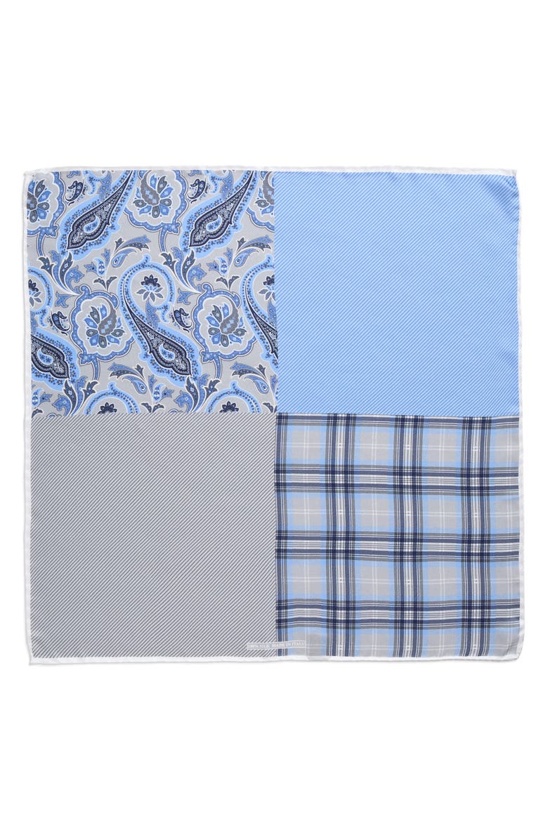 Nordstrom Panel Silk Pocket Square, Alternate, color, Grey