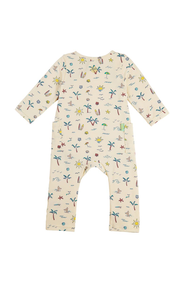 UV Skinz Long Sleeve Everyday Romper, Alternate, color, Yellow Tropical Trip