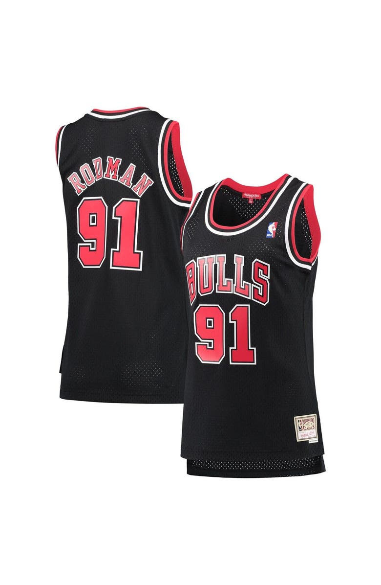 Mitchell & Ness Women's Mitchell & Ness Dennis Rodman Black Chicago Bulls  Hardwood Classics Swingman Jersey, Main, color, 