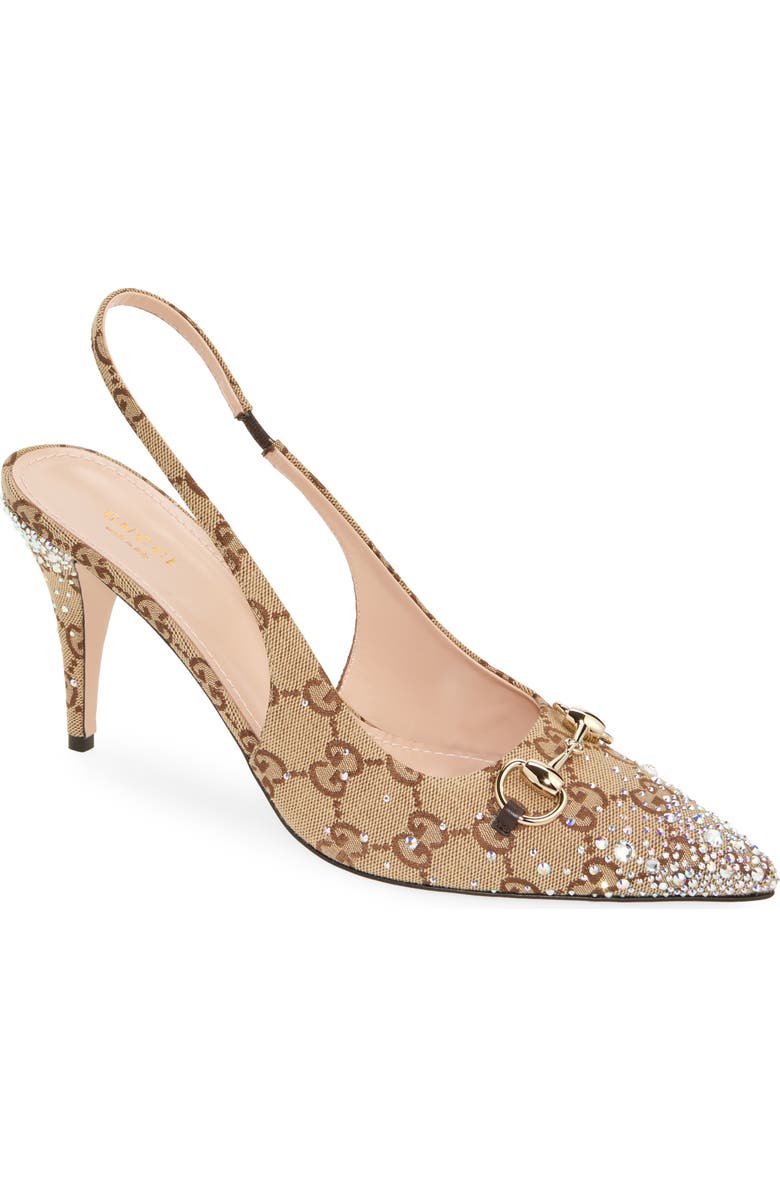 Gucci Erin Crystal Embellished Pointed Toe Slingback Pump, Main, color,