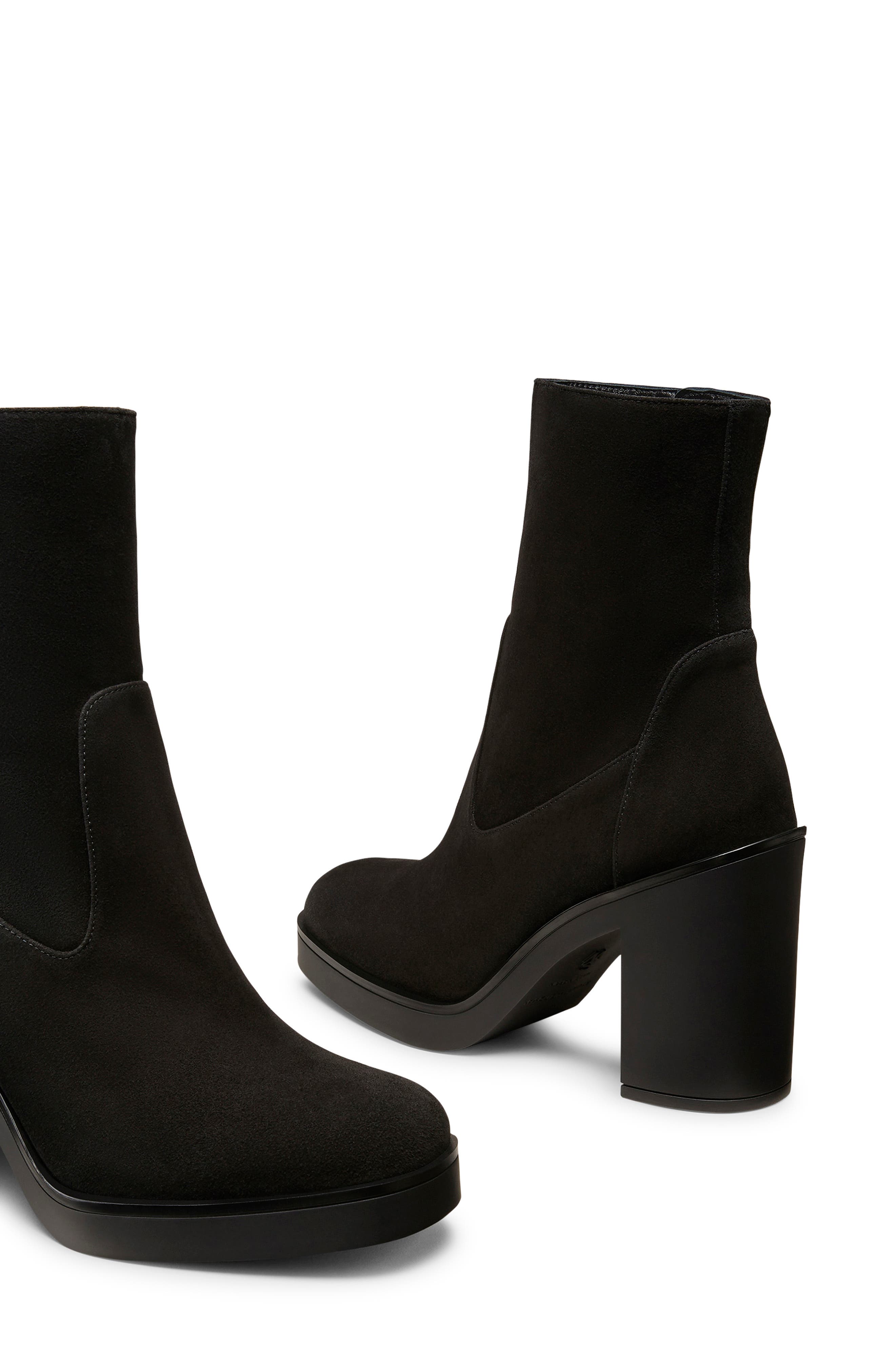 Stuart Weitzman Bethenny 80 Zip Bootie, Alternate, color, Black Suede