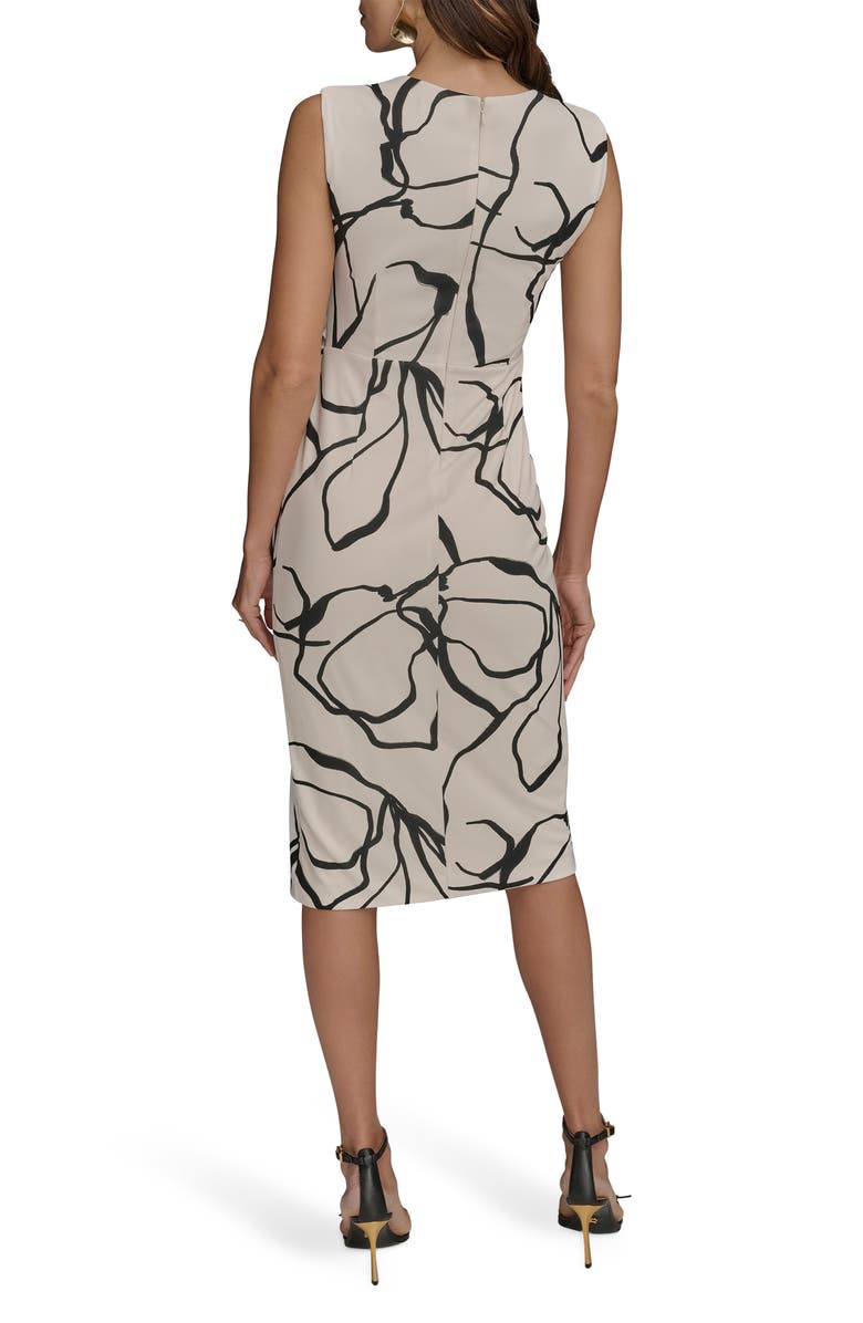 Donna Karan New York Gathered Sheath Dress, Alternate, color, Light Canvas/ Black