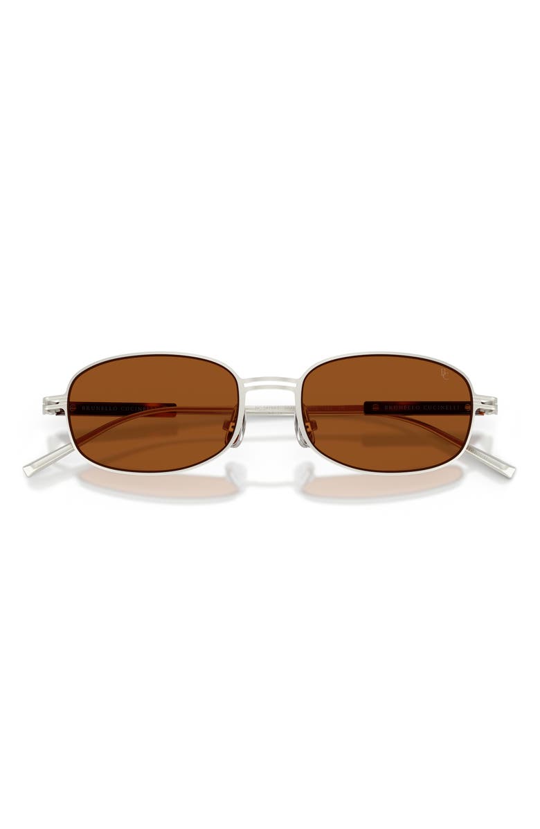 Brunello Cucinelli 51mm Oval Sunglasses, Alternate, color, Matte Silver