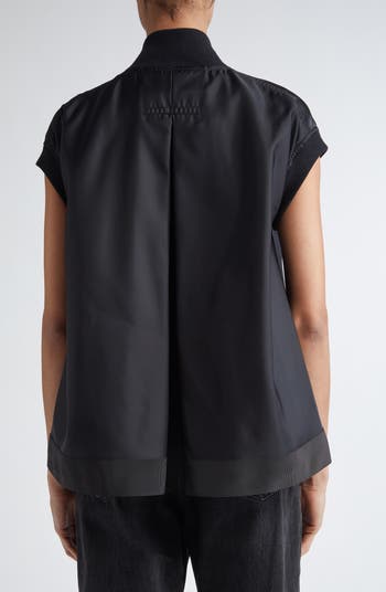 ■sacai■サカイ■Short Sleeve Nylon Twill Bomber Jacket■ Sacai Nylon Twill Short Sleeve Bomber Jacket | Nordstrom