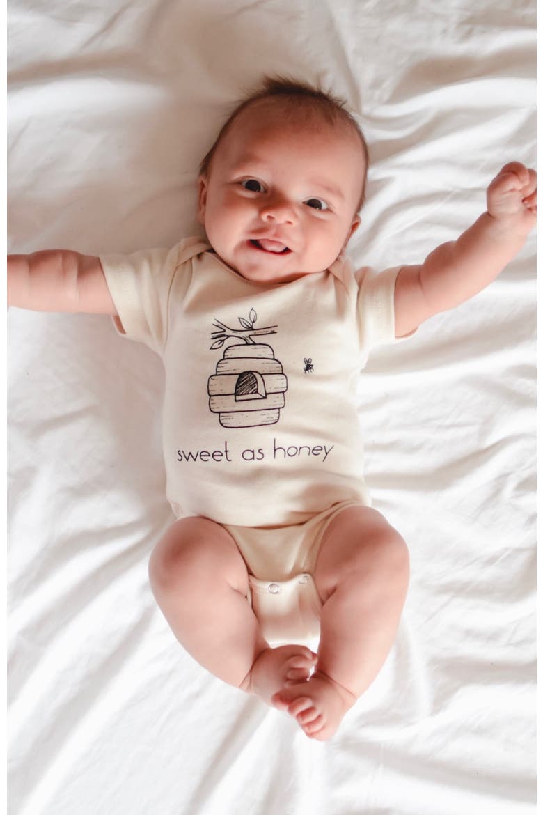 Sweet as Honey Organic Baby Bodysuit, Alternate, color, Natural