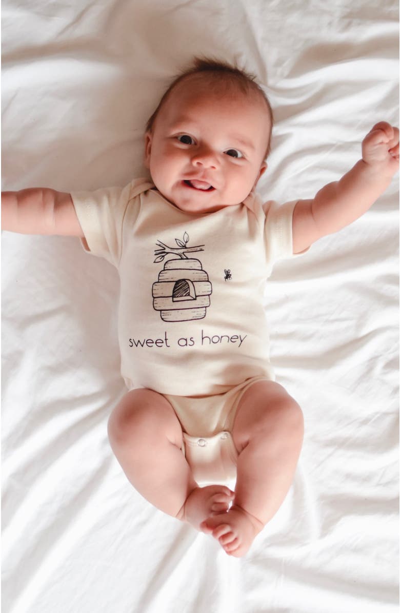 Tenth & Pine Sweet as Honey Organic Baby Bodysuit, Alternate, color, Natural