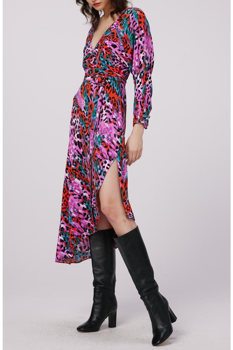 Eloise Leopard Print Faux Wrap Dress, Alternate, color, BAD HABIT SM