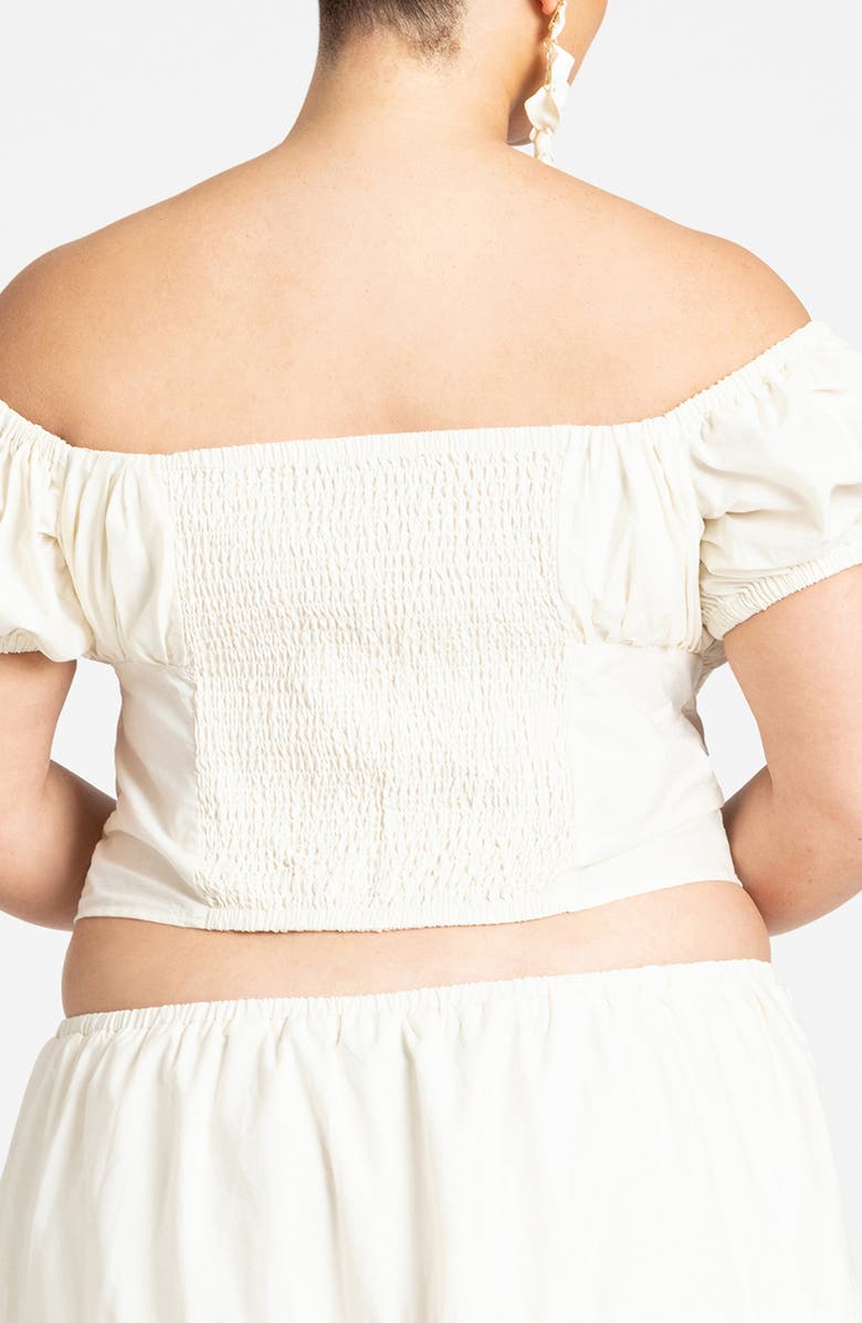 ELOQUII Off the Shoulder Cotton Top, Alternate, color, Tofu