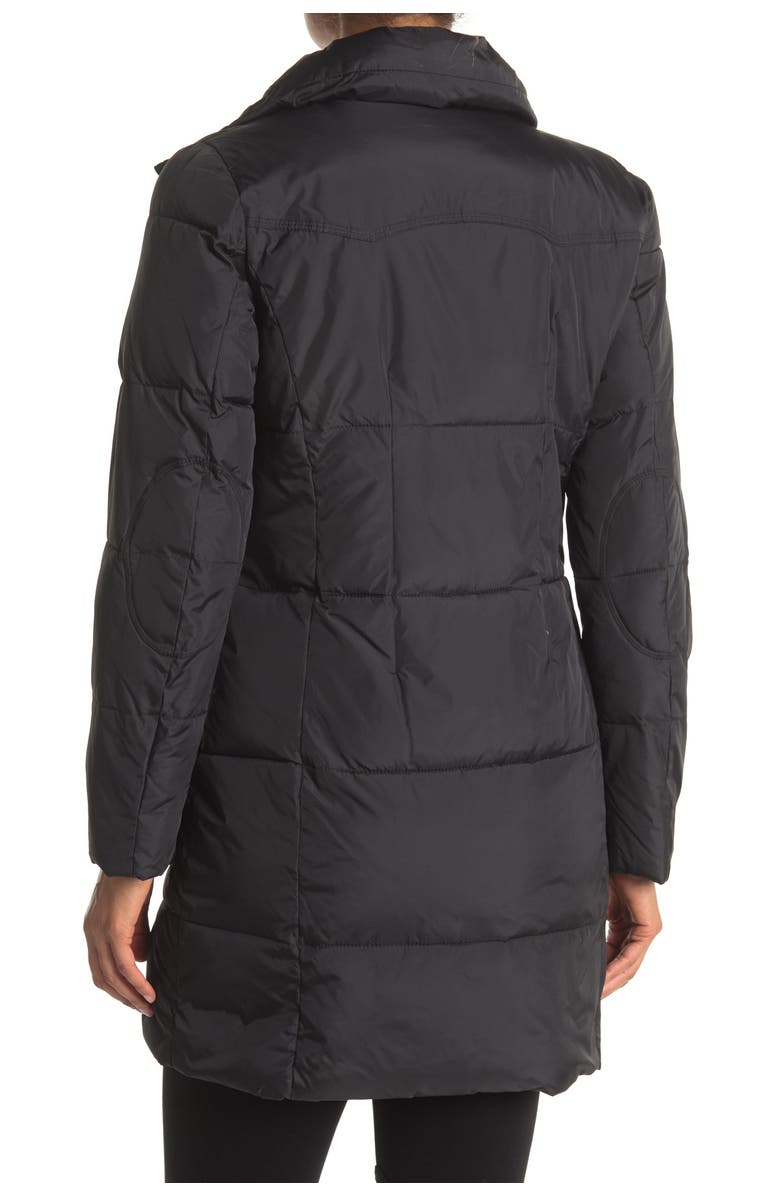 DKNY Faux Fur Trim Down Coat, Alternate, color,