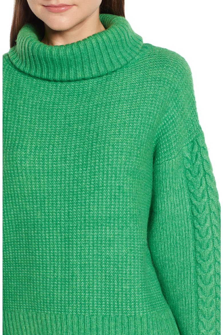 Cozy Textured Turtleneck (Nordstrom Exclusive), Alternate, color, GREEN ENERGY