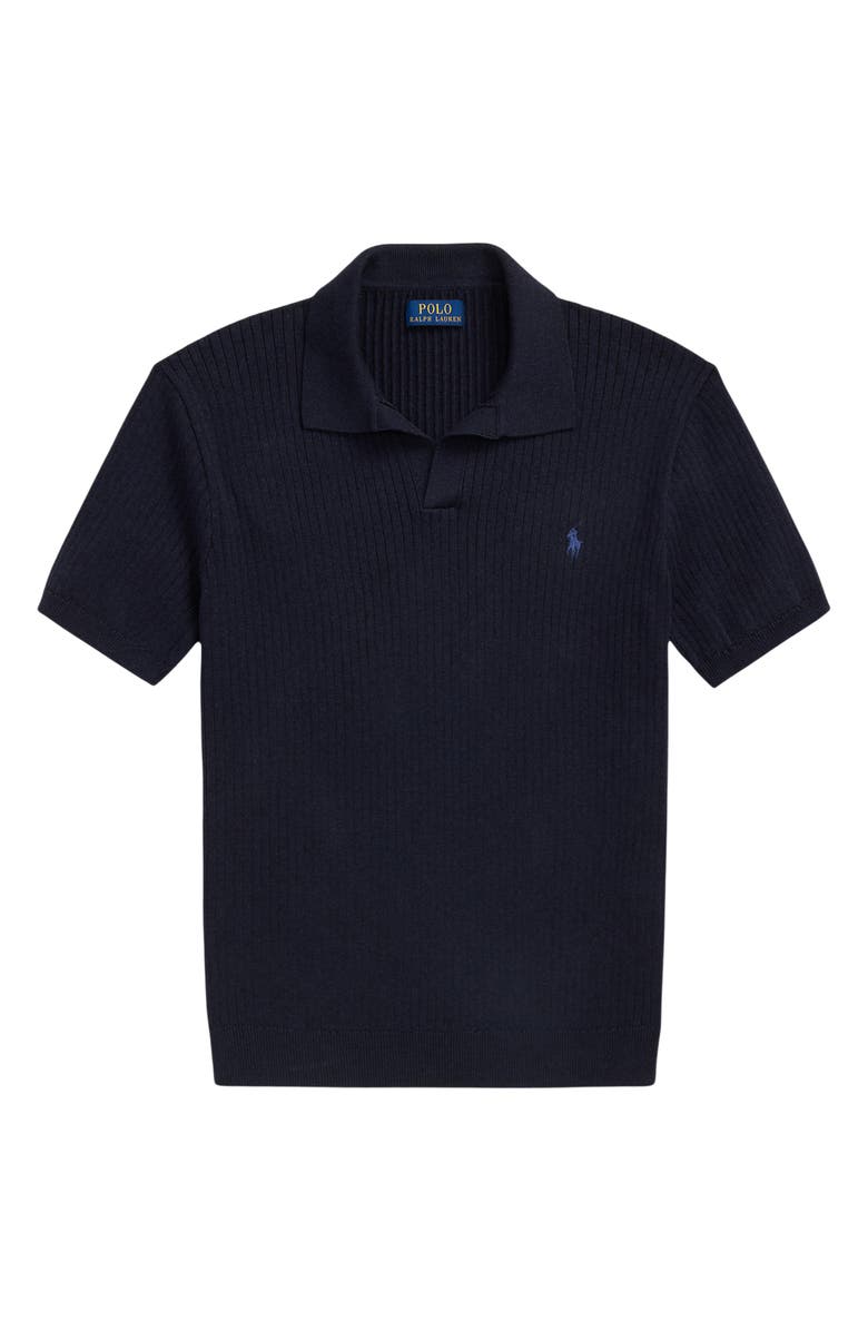 Polo Ralph Lauren Johnny Collar Rib Cotton Polo Sweater, Alternate, color, Navy Heather