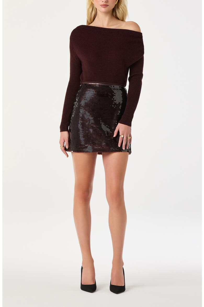 Sequin Miniskirt, Alternate, color, BROWN