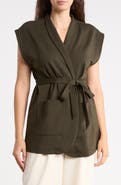 Eileen Fisher High Collar Long Vest