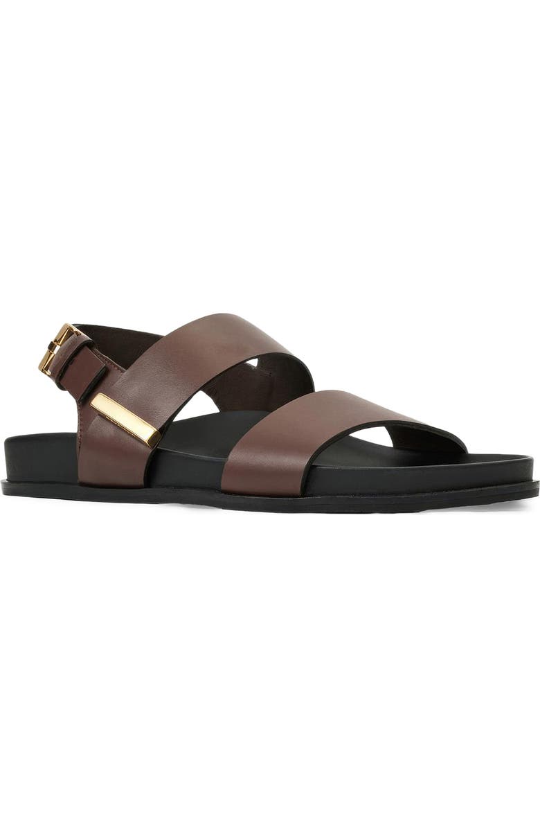 Aquatalia Irma Weatherproof Quarter Strap Sandal, Main, color, Brown Calf