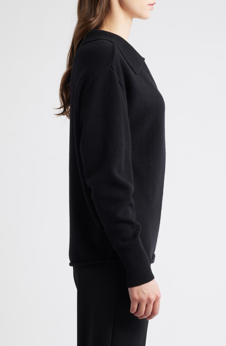 COS Wool Polo Sweater, Alternate, color, Black Dark