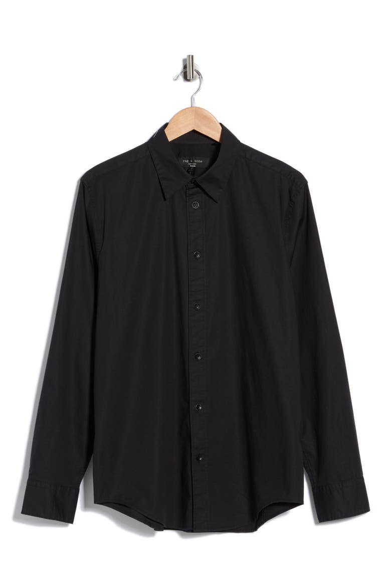 Zane Stretch Cotton Button-Up Shirt, Alternate, color, BLACK